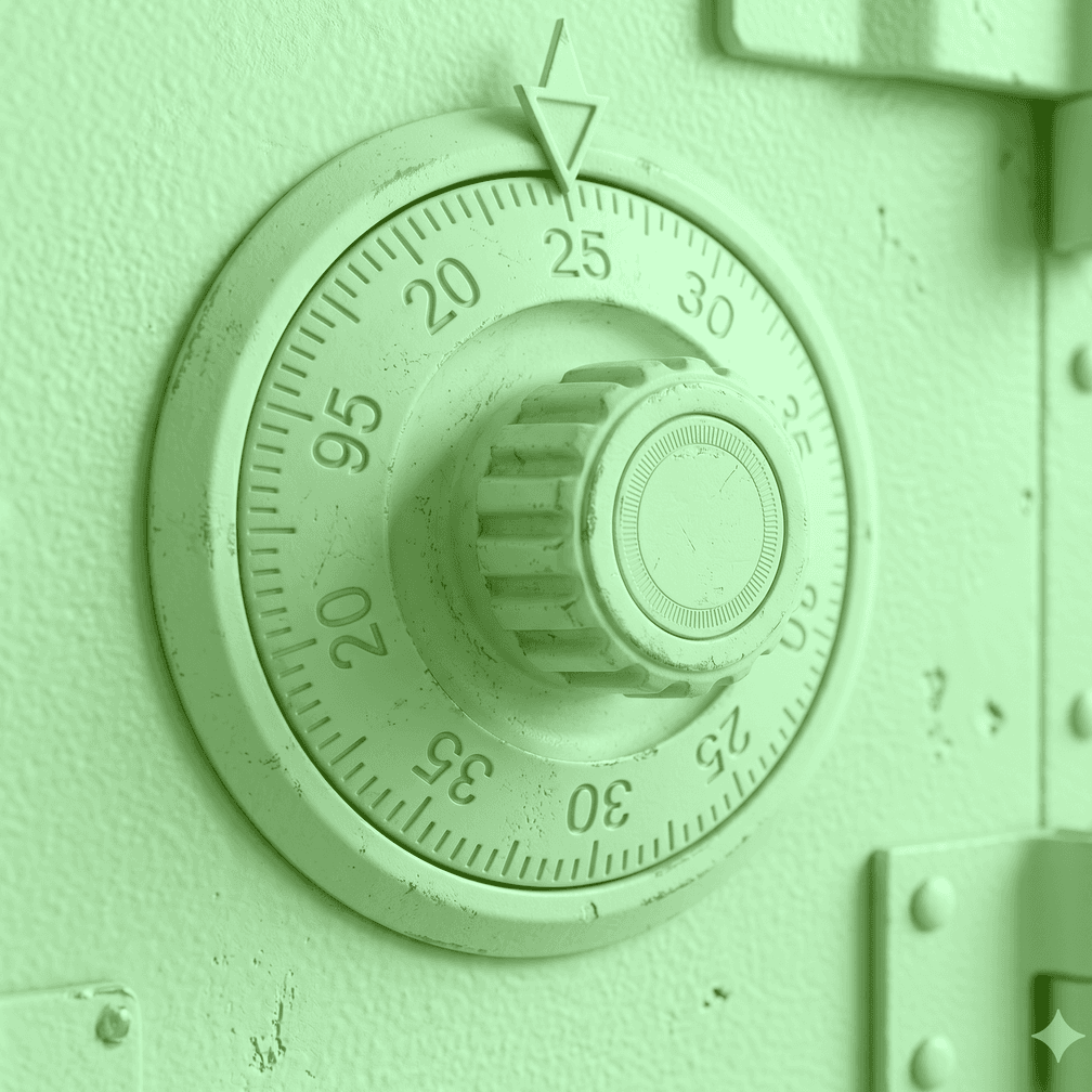 Combination dial on a secure safe