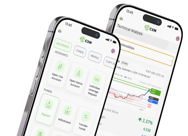 CXM Hub app on two mobile phones